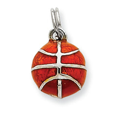 Sterling Silver 3D Enameled Basketball Charm