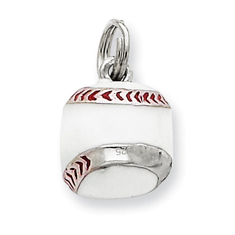 Sterling Silver 3D Enamel Baseball Charm