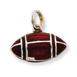 Sterling Silver 3D Brown Enameled Football
