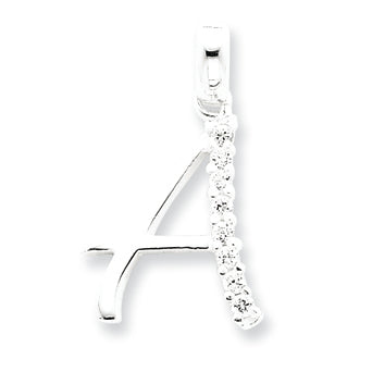 Sterling Silver CZ Initial A Pendant