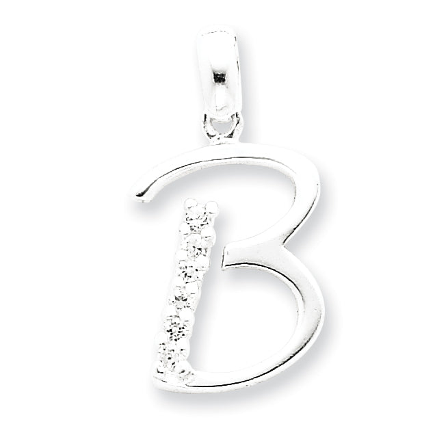 Sterling Silver CZ Initial B Pendant