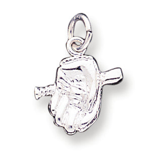 Sterling Silver Baseball Glove & Bat Charm