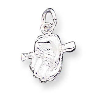 Sterling Silver Baseball Glove & Bat Charm