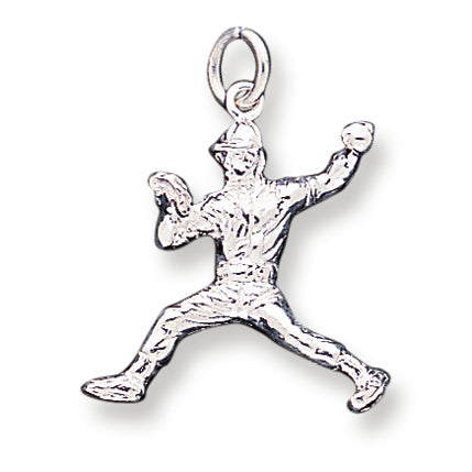 Sterling Silver Baseball Pitcher Charm