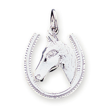 Sterling Silver Horseshoe w/ Horse Head Pendant