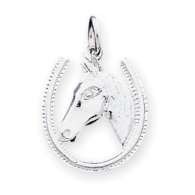 Sterling Silver Horseshoe w/ Horse Head Pendant