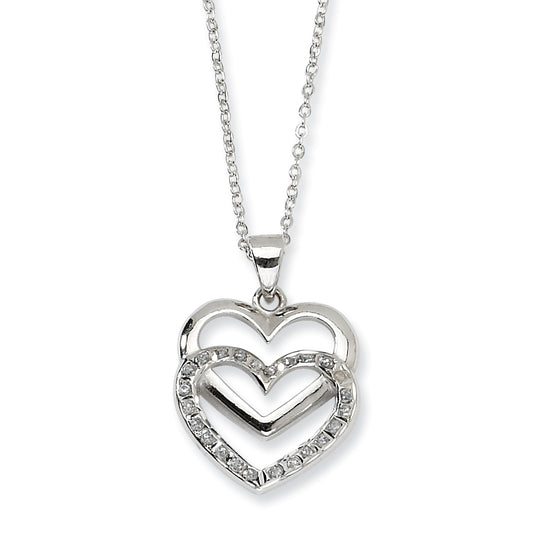 Sterling Silver Diamond Mystique 18in Dangle Heart Necklace