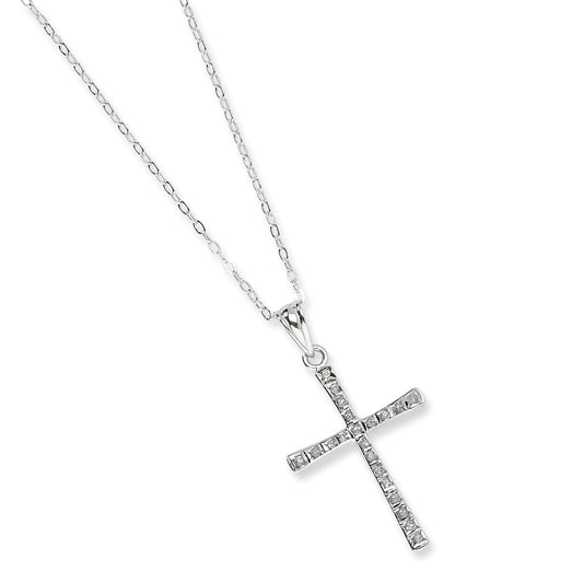 Sterling Silver Diamond Mystique 18in Cross Necklace