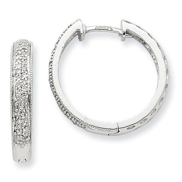 Sterling Silver Diamond HoopEarrings