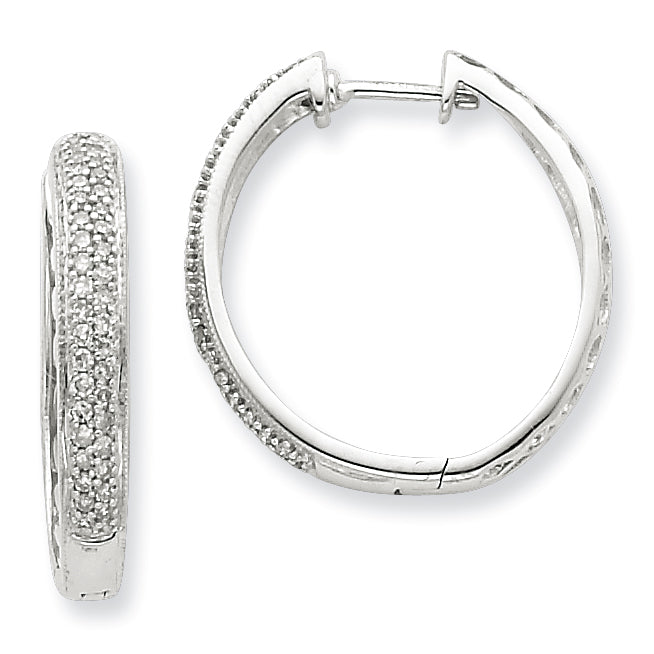 Sterling Silver Diamond Hoop Earrings