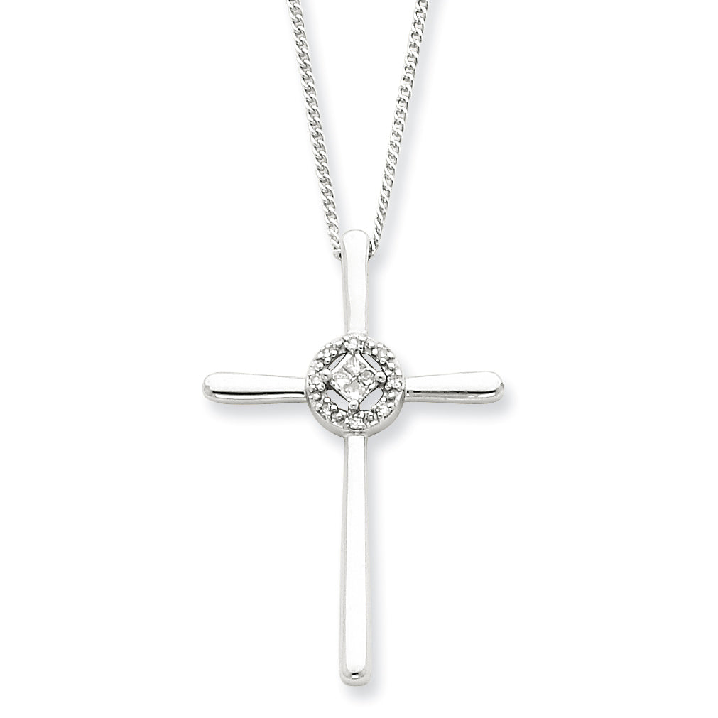 Sterling Silver Diamond Eternal Life Cross Necklace