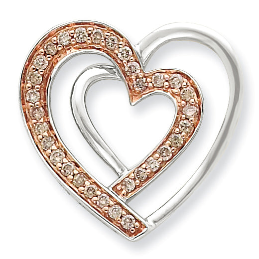 Sterling Silver & Rhodium Diamond Heart Pendant
