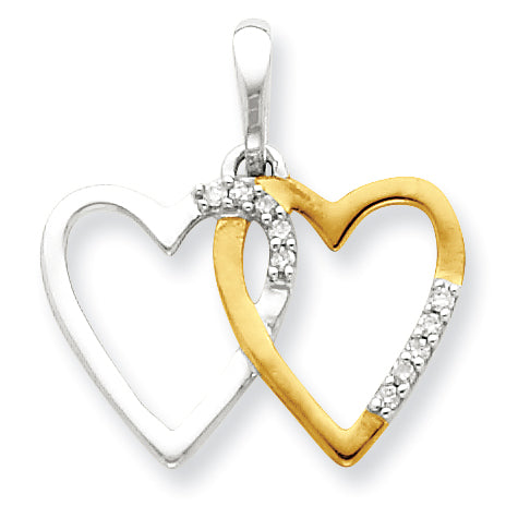 Sterling Silver & Vermeil Diamond Heart Pendant
