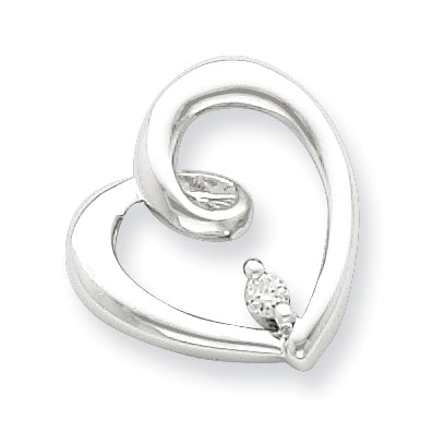 Sterling Silver Diamond Heart Pendant