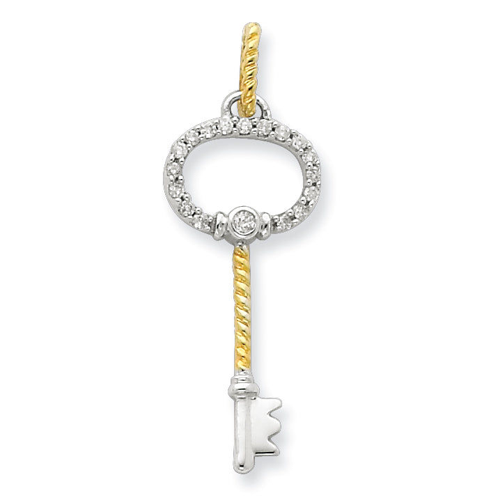 Sterling Silver & Vermeil Diamond Key Pendant