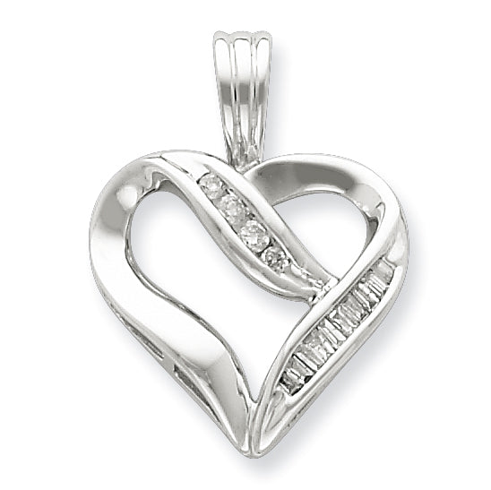Sterling Silver Diamond Heart Pendant