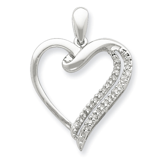 Sterling Silver Diamond Heart Pendant