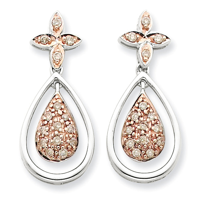Sterling Silver & Rhodium Diamond Earrings