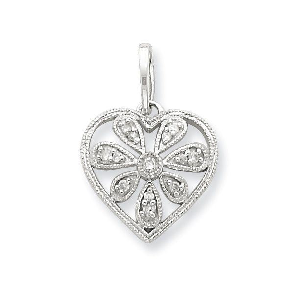 Sterling Silver Diamond Heart Pendant