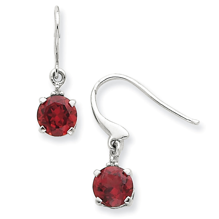 Stelring Silver Rhodium Round Garnet & Diamond Wire Earrings