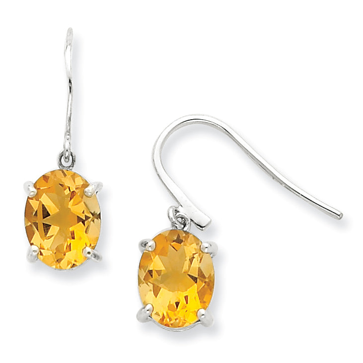 Sterling Silver Rhodium Citrine Wire Earrings