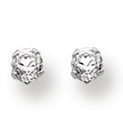 Sterling Silver 3mm Round Snap Set CZ Stud Earrings