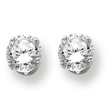 Sterling Silver 6mm Round Snap Set CZ Stud Earrings