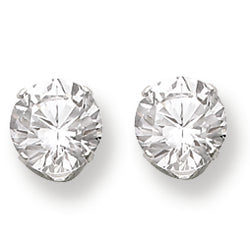Sterling Silver 8mm Round Snap Set CZ Stud Earrings