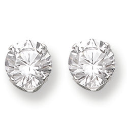 Sterling Silver 8mm Round Snap Set CZ Stud Earrings
