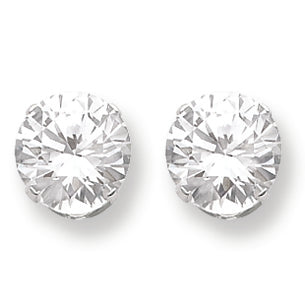 Sterling Silver 10mm Round Snap Set CZ Stud Earrings
