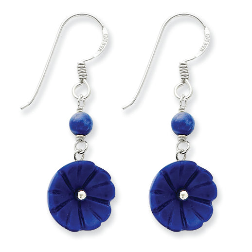 Sterling Silver Lapis Flower Earrings