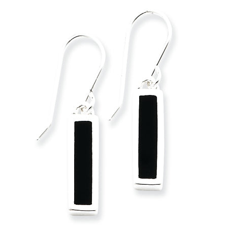 Sterling Silver Onyx Bar Earrings