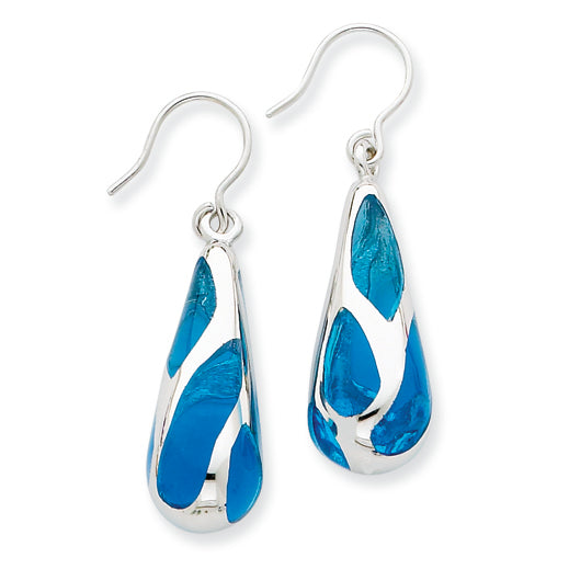 Sterling Silver Blue Resin Raindrop Earrings