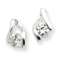 Sterling Silver CZ Post Earrings