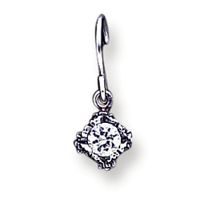 Sterling Silver Antiqued CZ Earrings