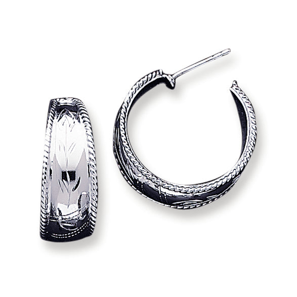 Sterling Silver Fancy Hoop Earrings