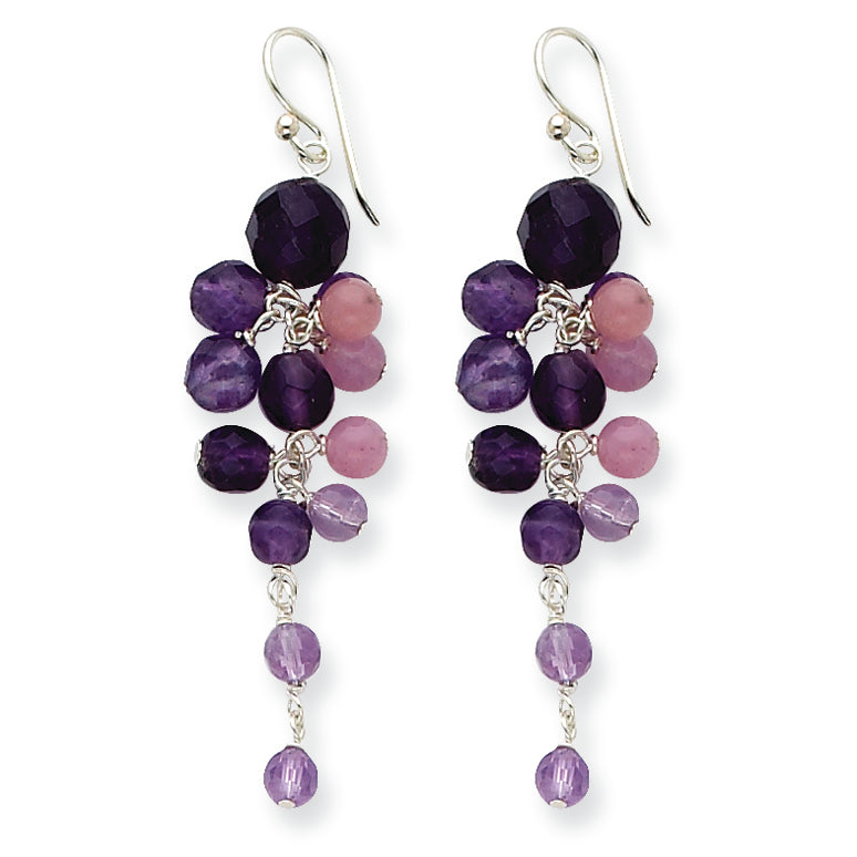 Sterling Silver Amethyst Combination/Purple Crystal Earrings