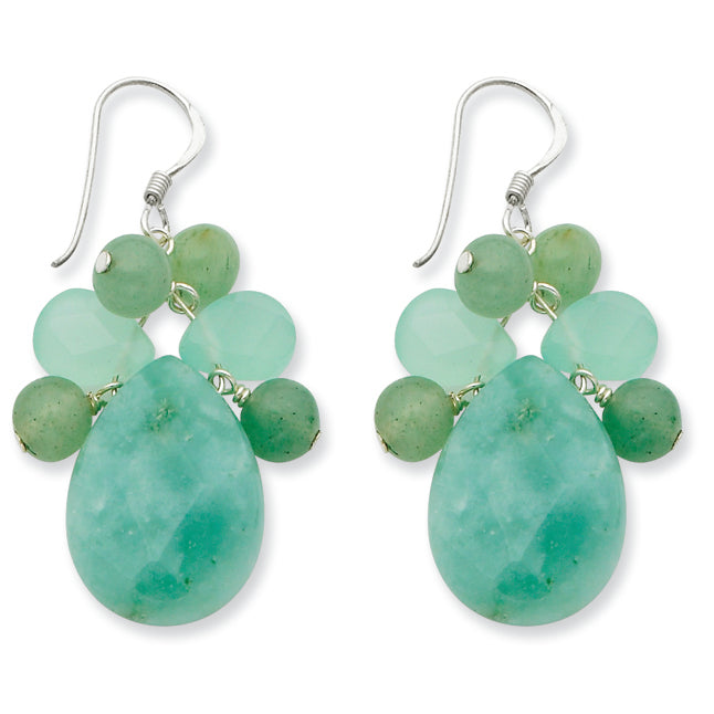 Sterling Silver Green Agate/Amazonite/Jade Earrings