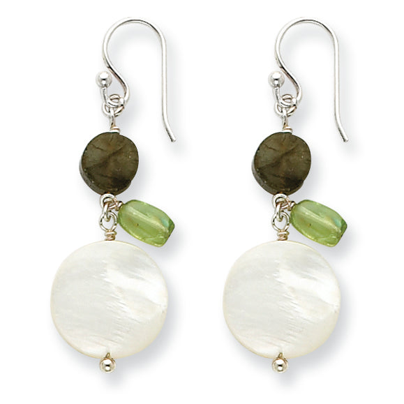 Sterling Silver Labradorite/Peridot/Mother of Pearl Earrings