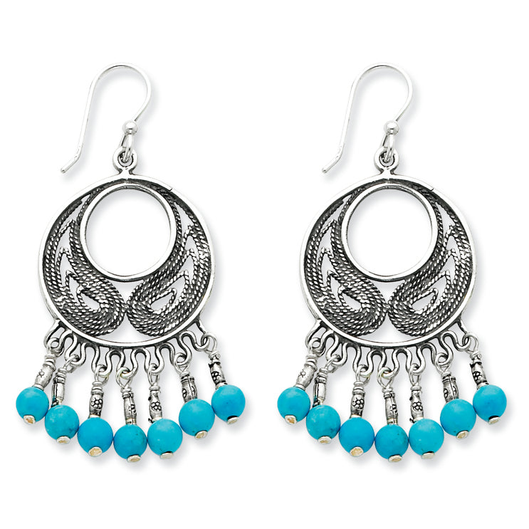 Sterling Silver Dyed Howlite Antiqued Earrings