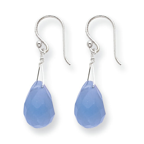 Sterling Silver Blue Quartz Crystal Earrings