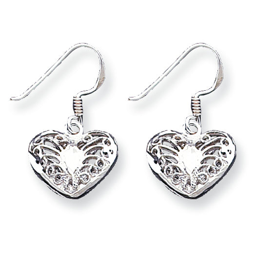 Sterling Silver Filigree Heart Earrings