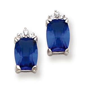 Sterling Silver Dark Blue CZ and Clear CZ Post Earrings
