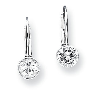 Sterling Silver CZ Leverback Earrings