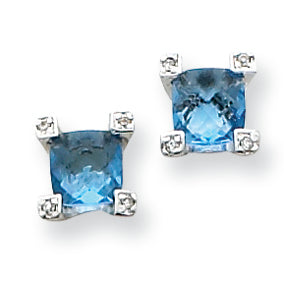 Sterling Silver Blue & Clear CZ Earrings