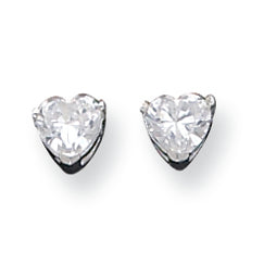 Sterling Silver 5mm Heart CZ Stud Earrings