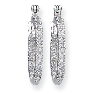 Sterling Silver CZ Hoop Earrings