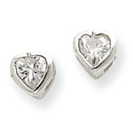 Sterling Silver Heart with CZ Earrings