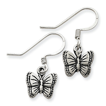 Sterling Silver Antiqued Butterfly Earrings