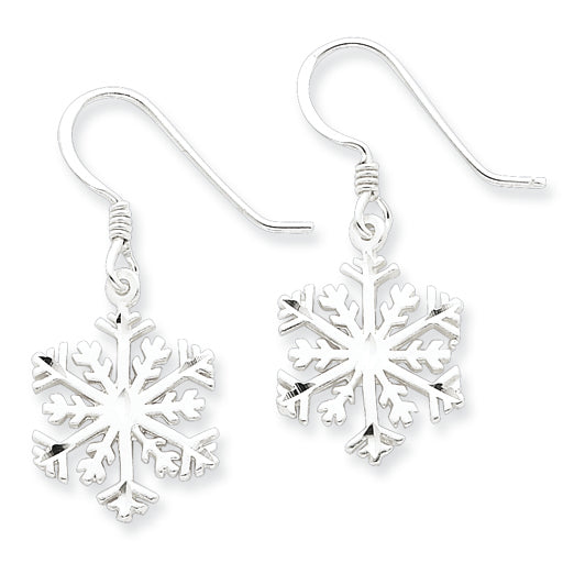 Sterling Silver Satin Snowflake Earrings